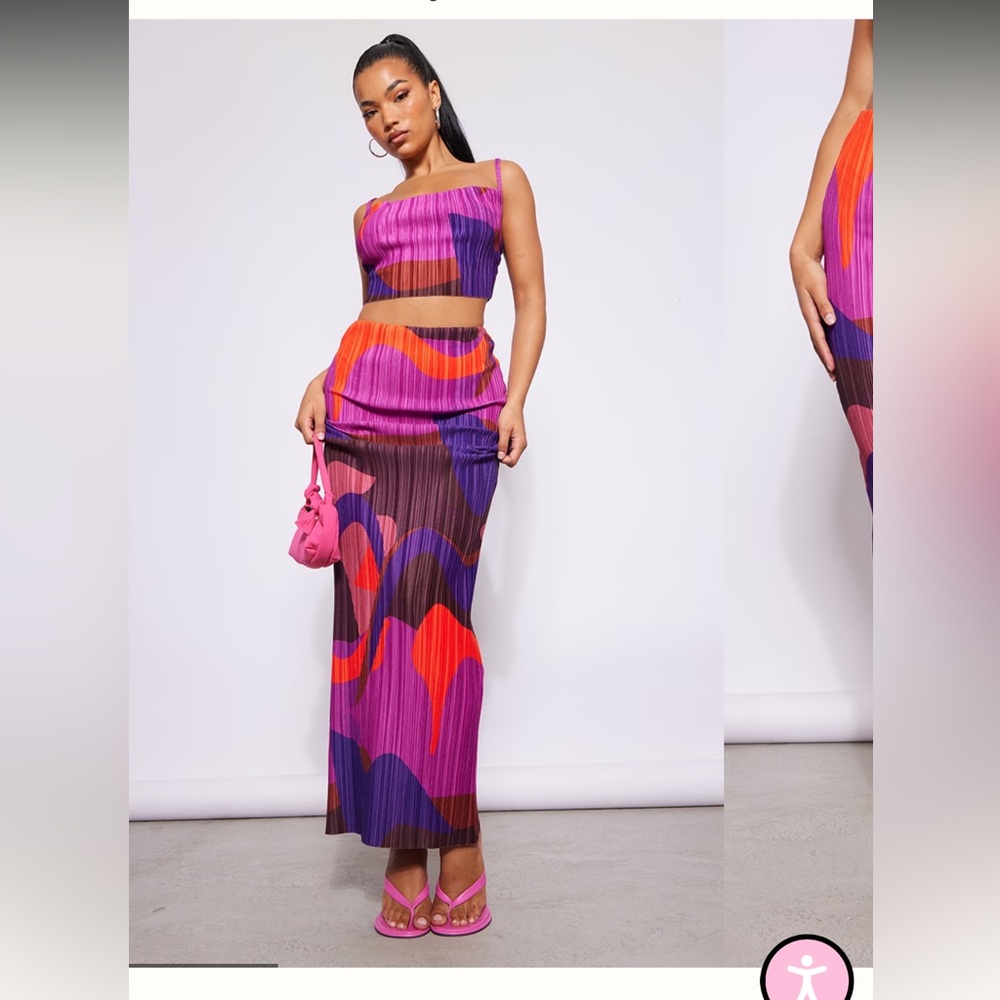 Pretty Little Things- Colorful Pleated Crop Top NWT